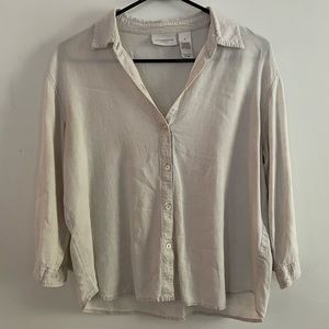 Liz Claiborne Linen Button Up Top